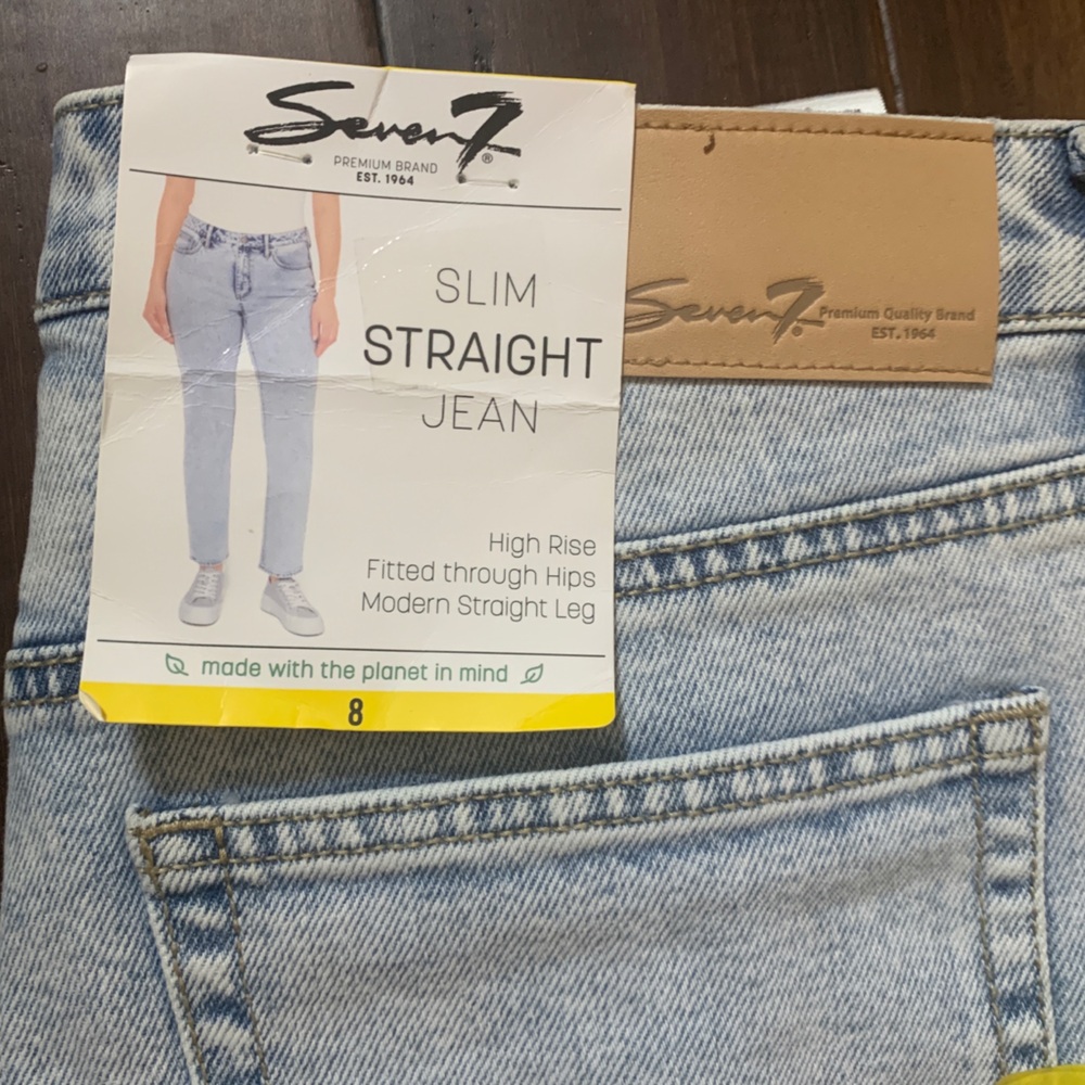 Seven 7 Slim Straight Jeans - Light Wash Blue